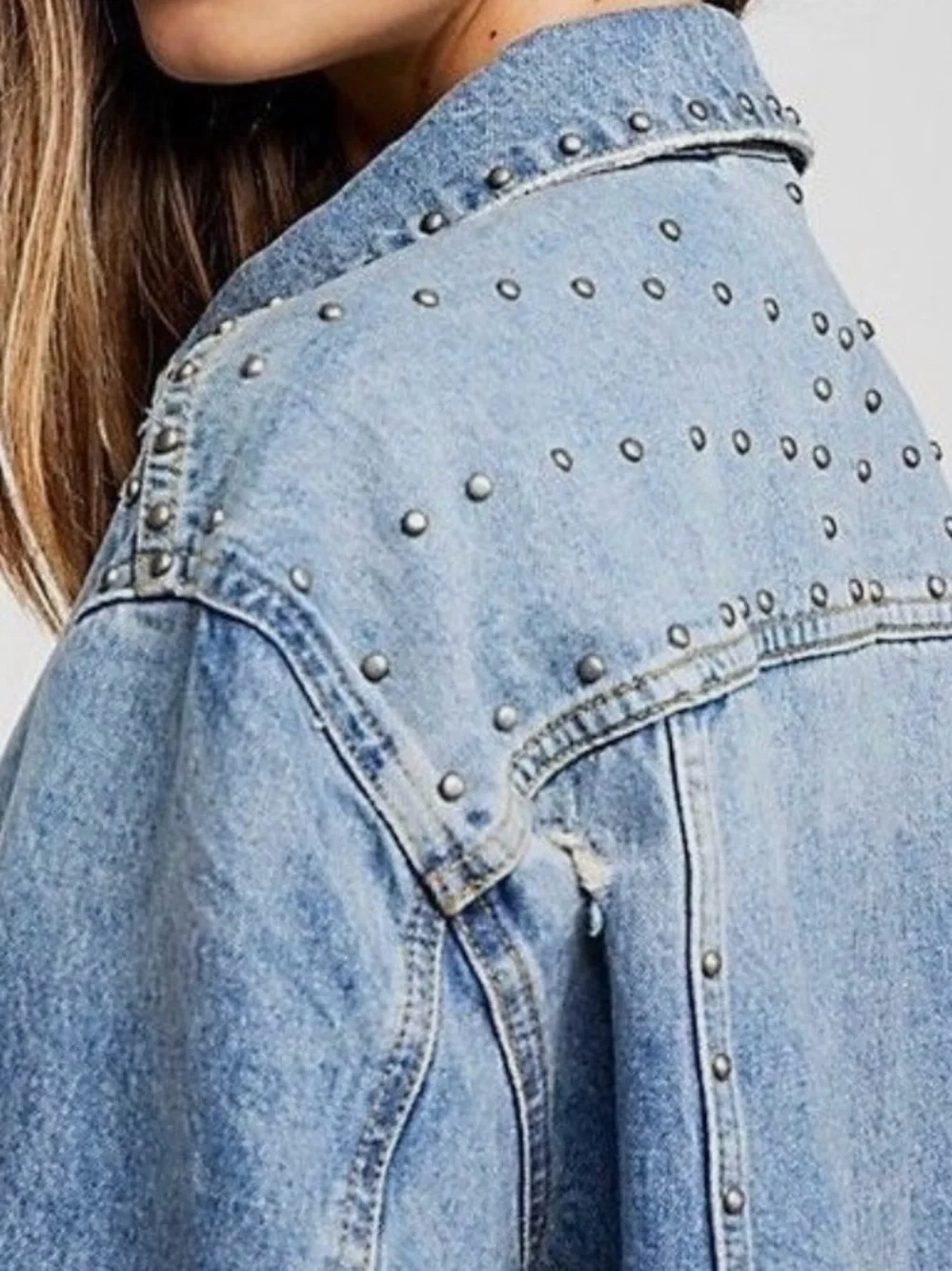 Free People Studded oversized trucker jacket - Picture 10 of 11